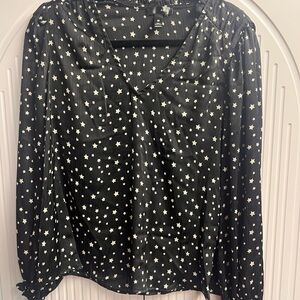 Aqua brand by Bloomingdale’s Black Star Print Women's Top